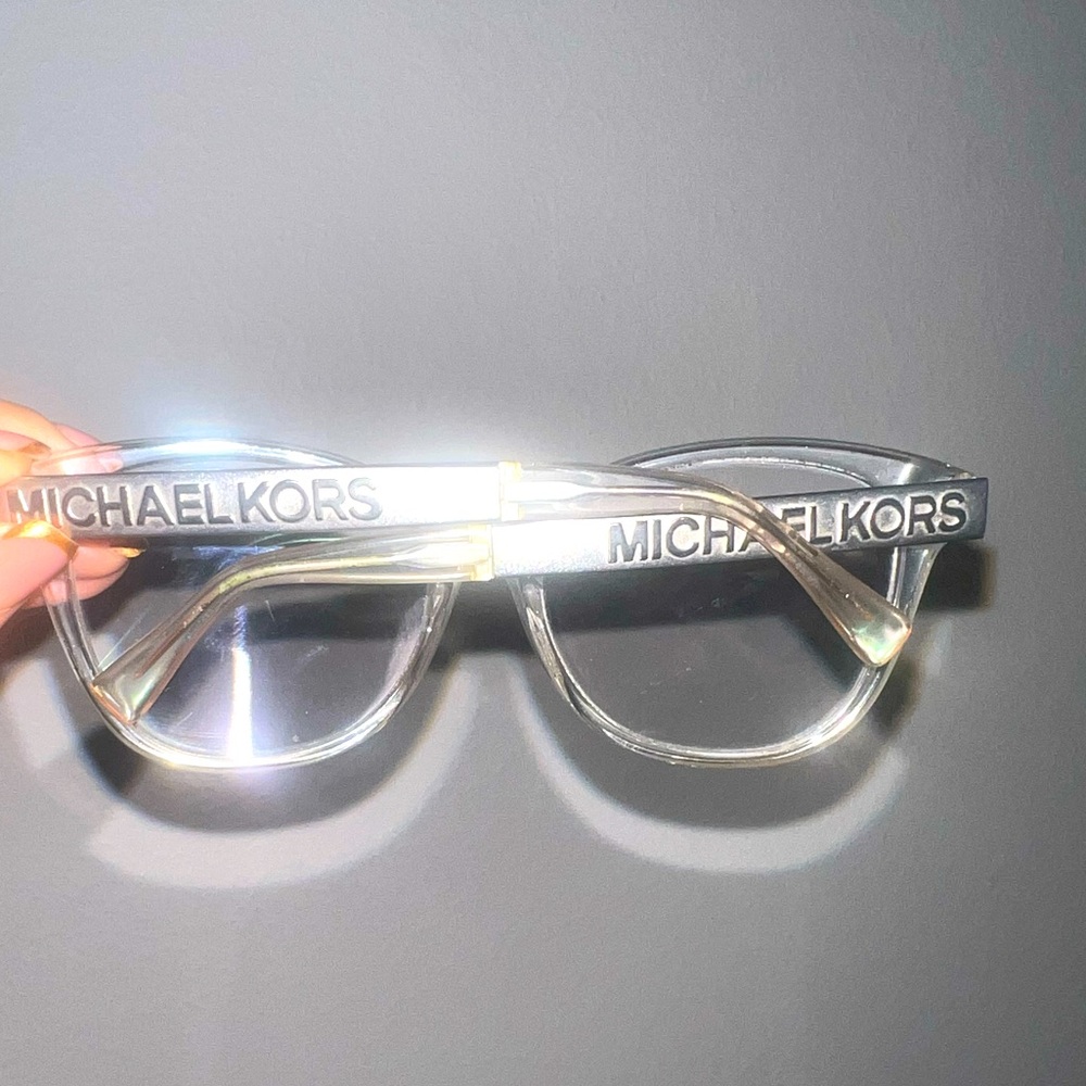 Michael Kors Clear Frame Glasses with Metallic Accent